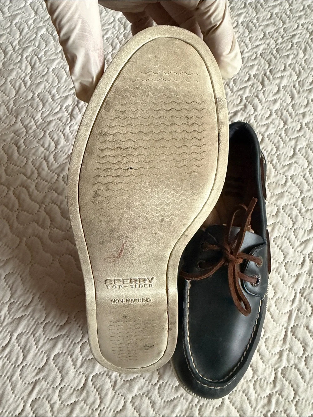Sperry Top-Sider Men’s 7.5M Navy Blue Leather Authentic Original Boat Shoes